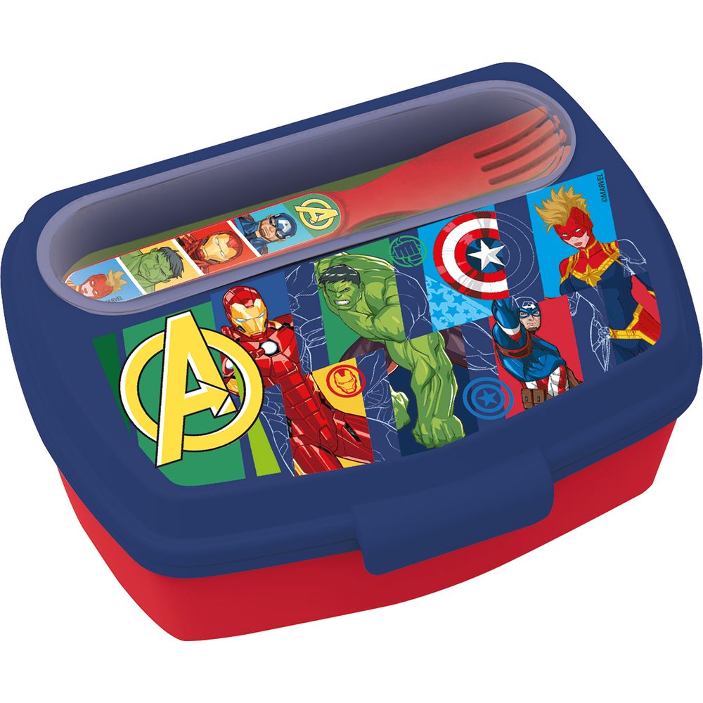 Sandwichera Rectangular Y Cubiertos Avengers S2